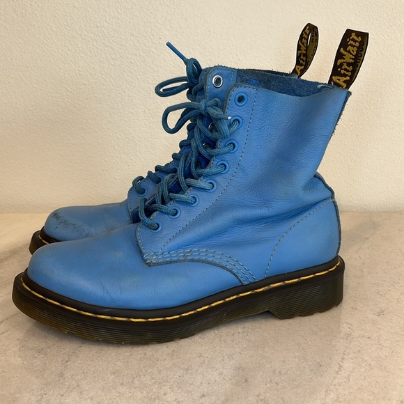 Dr. Martens 1460 Pascal Virginia Leather Boots Blue Womens Size 6 - Picture 1 of 8